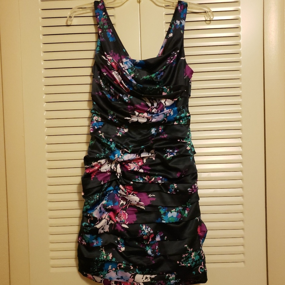 Express Fitted Navy Floral Dress